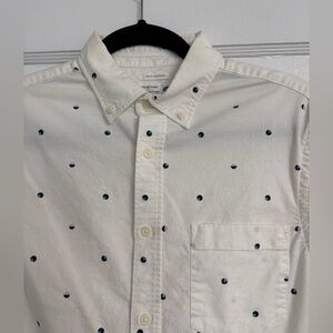 Men’s Old Navy Oxford cotton short sleeve button down shirt white blue Small